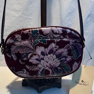 🆕 Patricia Nash Burgundy and Teal Floral Crossbody Bag